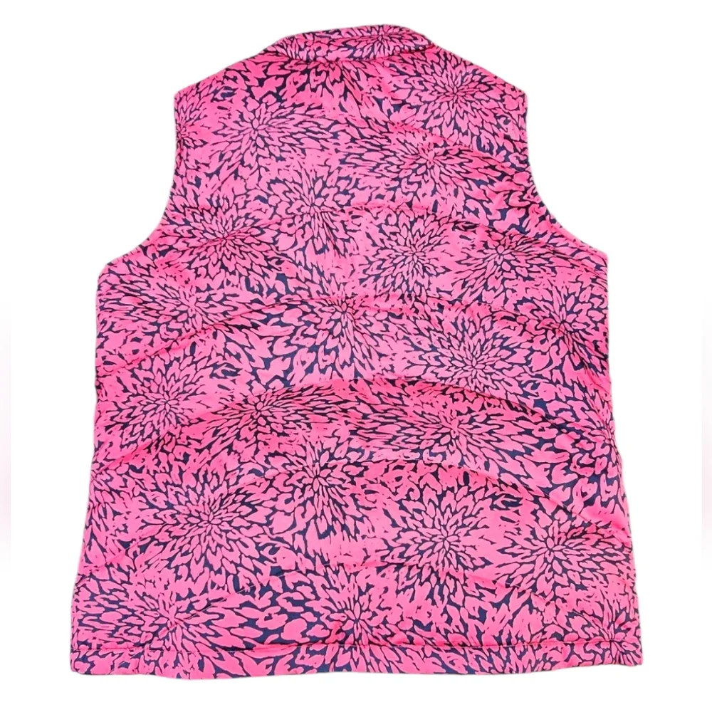 Lands' End - Pink & Navy Floral Abstract Print Puffer Jacket